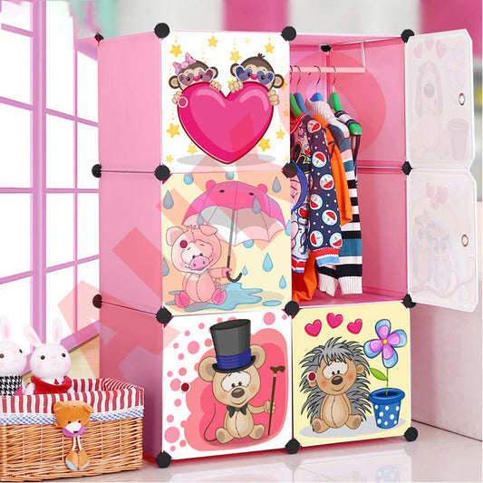 Cute Kid Storage Cupboard Cabinet Wardrobe Rack Toy Book Shelves