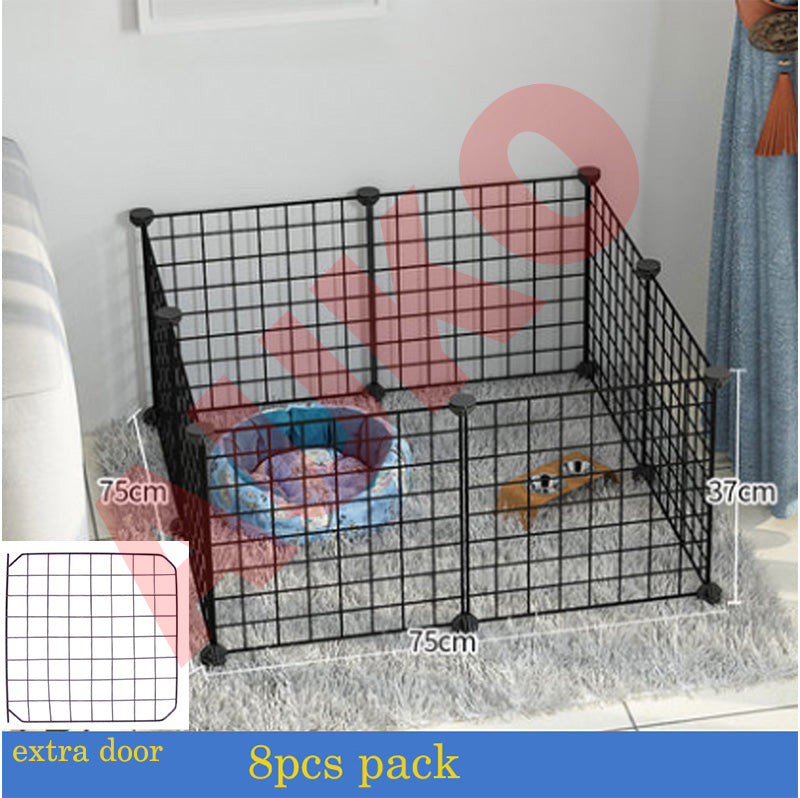 Black DIY Pet Cat Dog Kennel Cage Indoor Metal Pet House Puppy Kitten