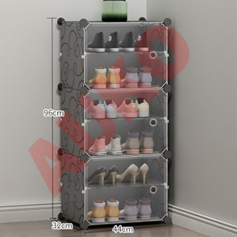 Clear Door Black Cube DIY Shoe Cabinet Rack Storage