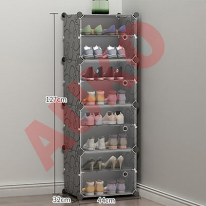 Clear Door Black Cube DIY Shoe Cabinet Rack Storage